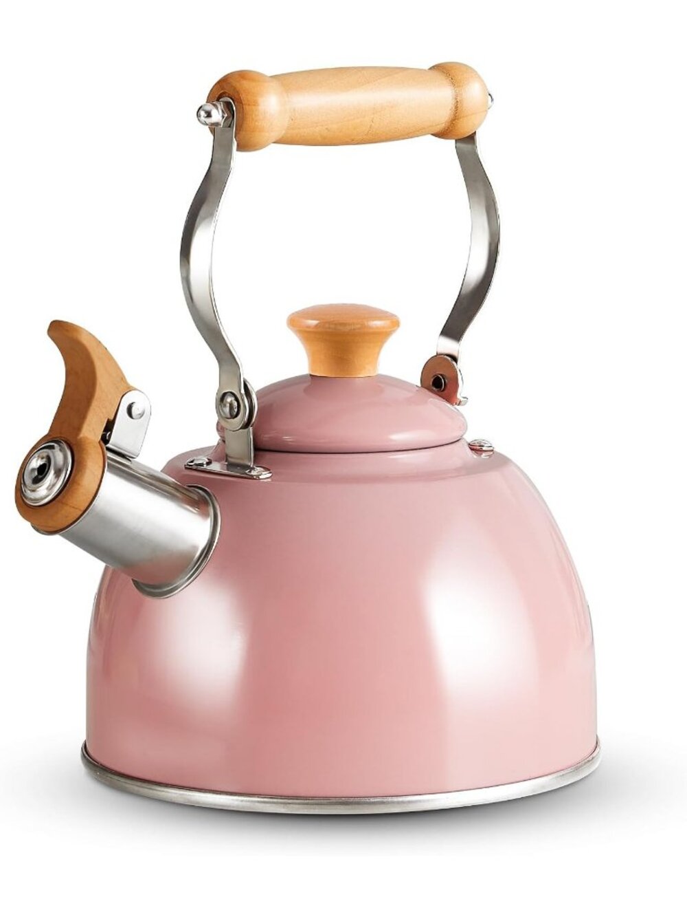 ROCKURWOK 1.6 Quart Pink Whistling Tea Kettle Stainless Steel Stovetop Tea Pot